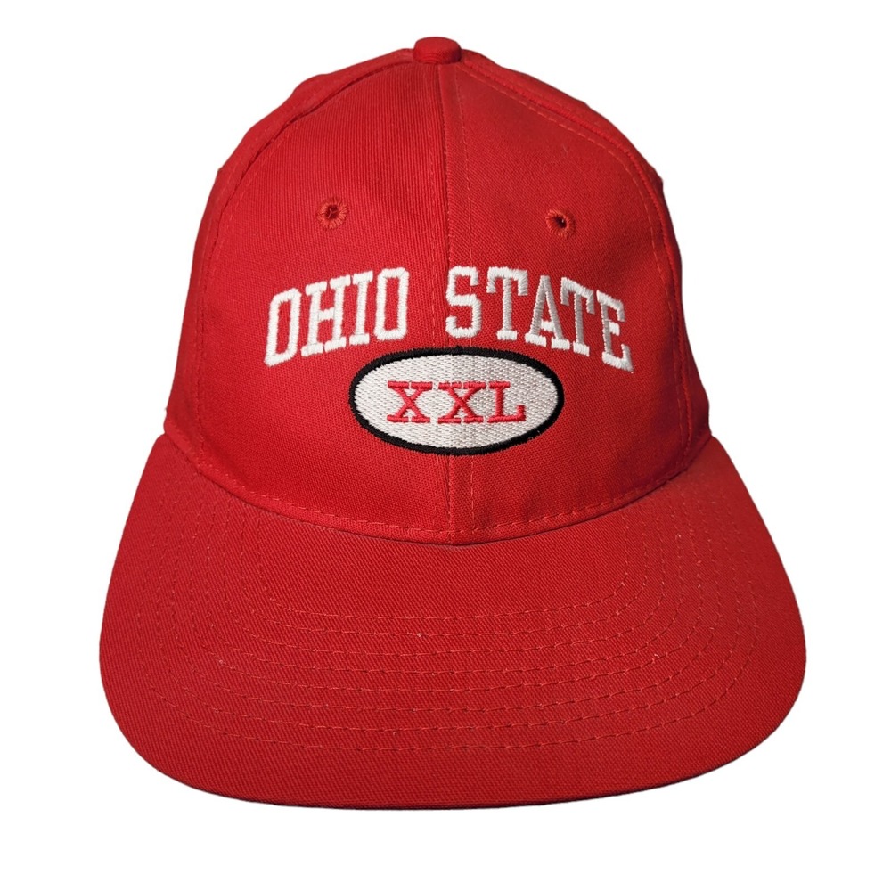 Vtg 80s-90s Ohio State Buckeyes SnapBack Hat Cap University Square Red‎ Made USA